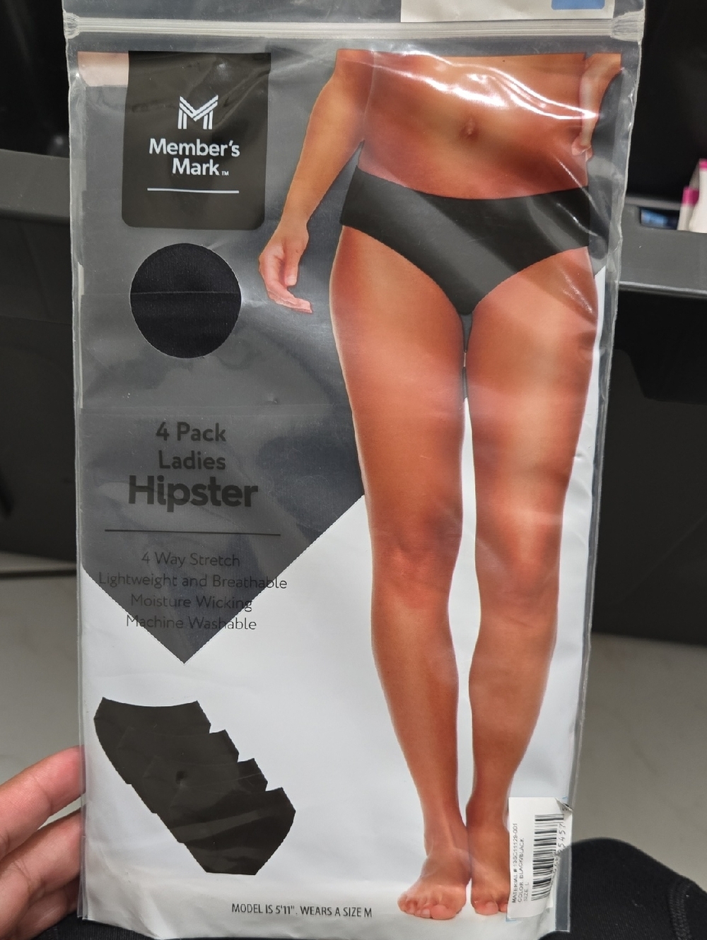 Member's Mark Women's - 4 Pack Ladies Hipster (Black)